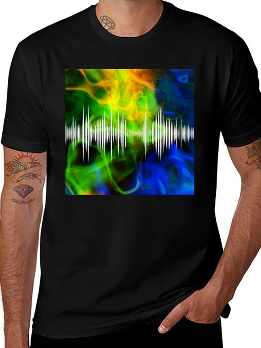 Abstract Soundwave Graphic Black T-Shirt
