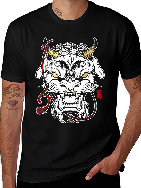 Black T-Shirt with Foo Dog Graphic