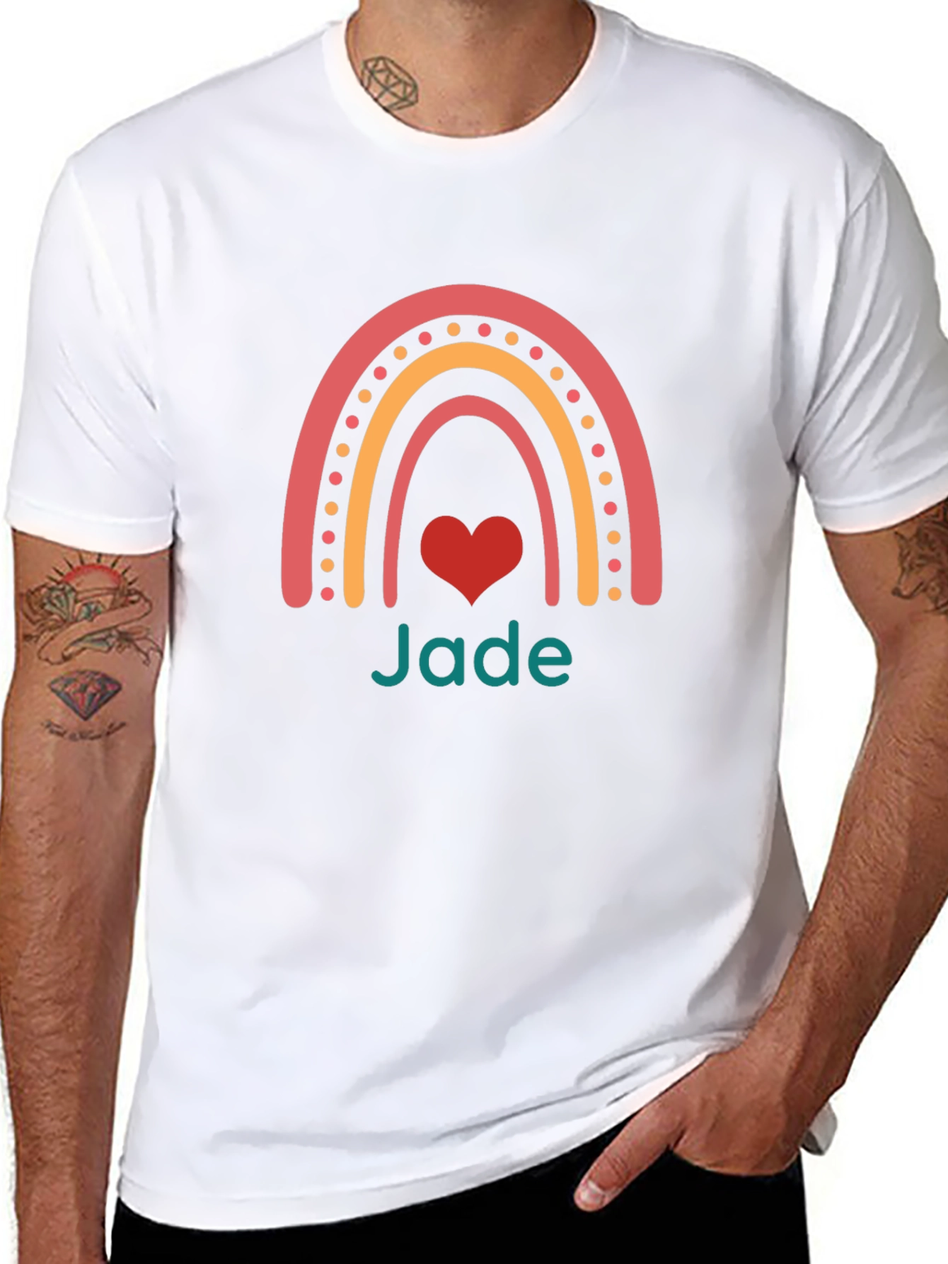 Rainbow Jade Heart Black T-Shirt