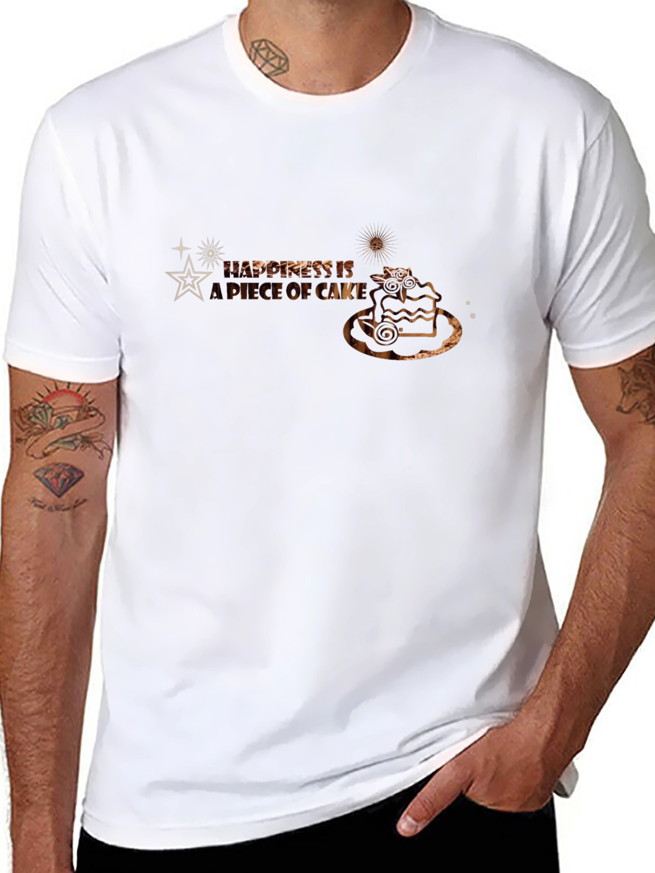 Happiness is a Piece of Cake Black T-Shirt