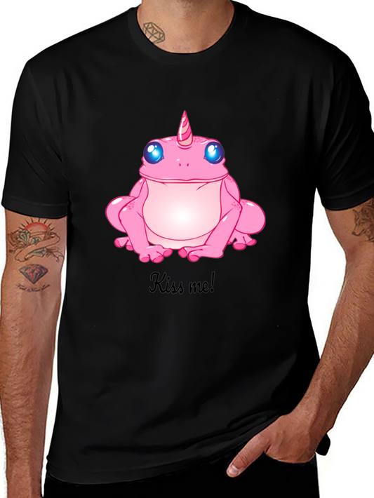 Kiss Me! Pink Unicorn Frog Graphic T-Shirt
