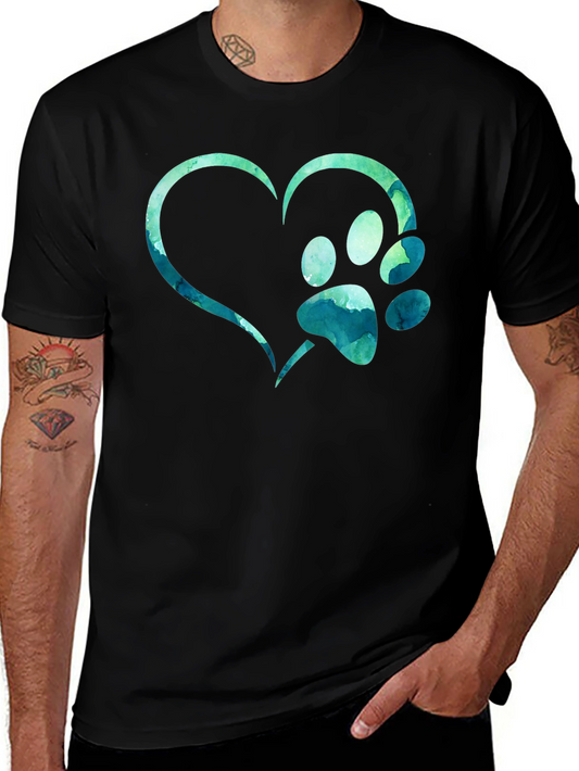 Heart Paw Print T-Shirt - Pet Lover Tee