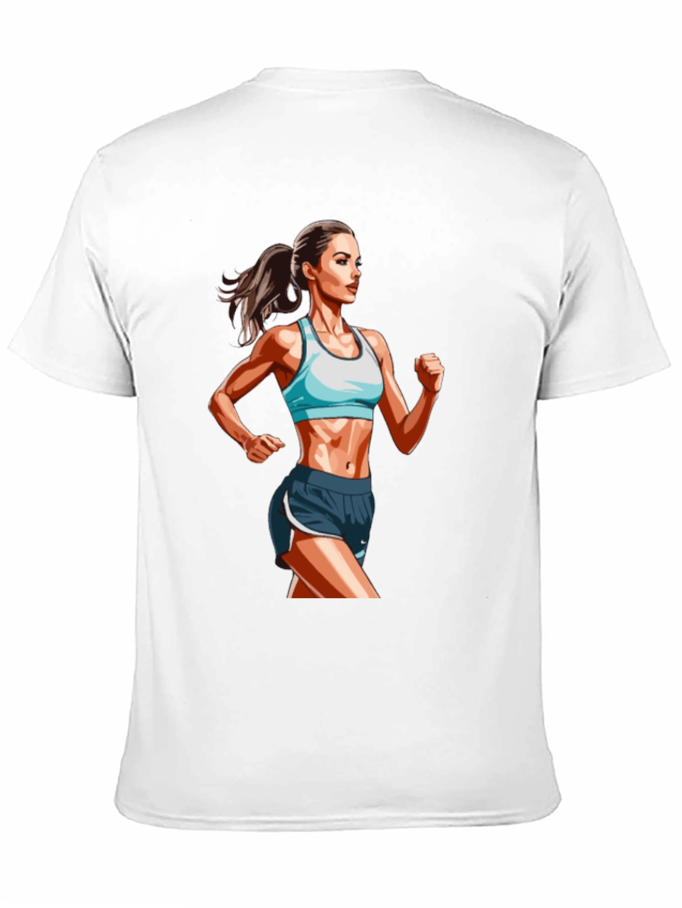 Mens Black T-Shirt with Female Runner Graphic