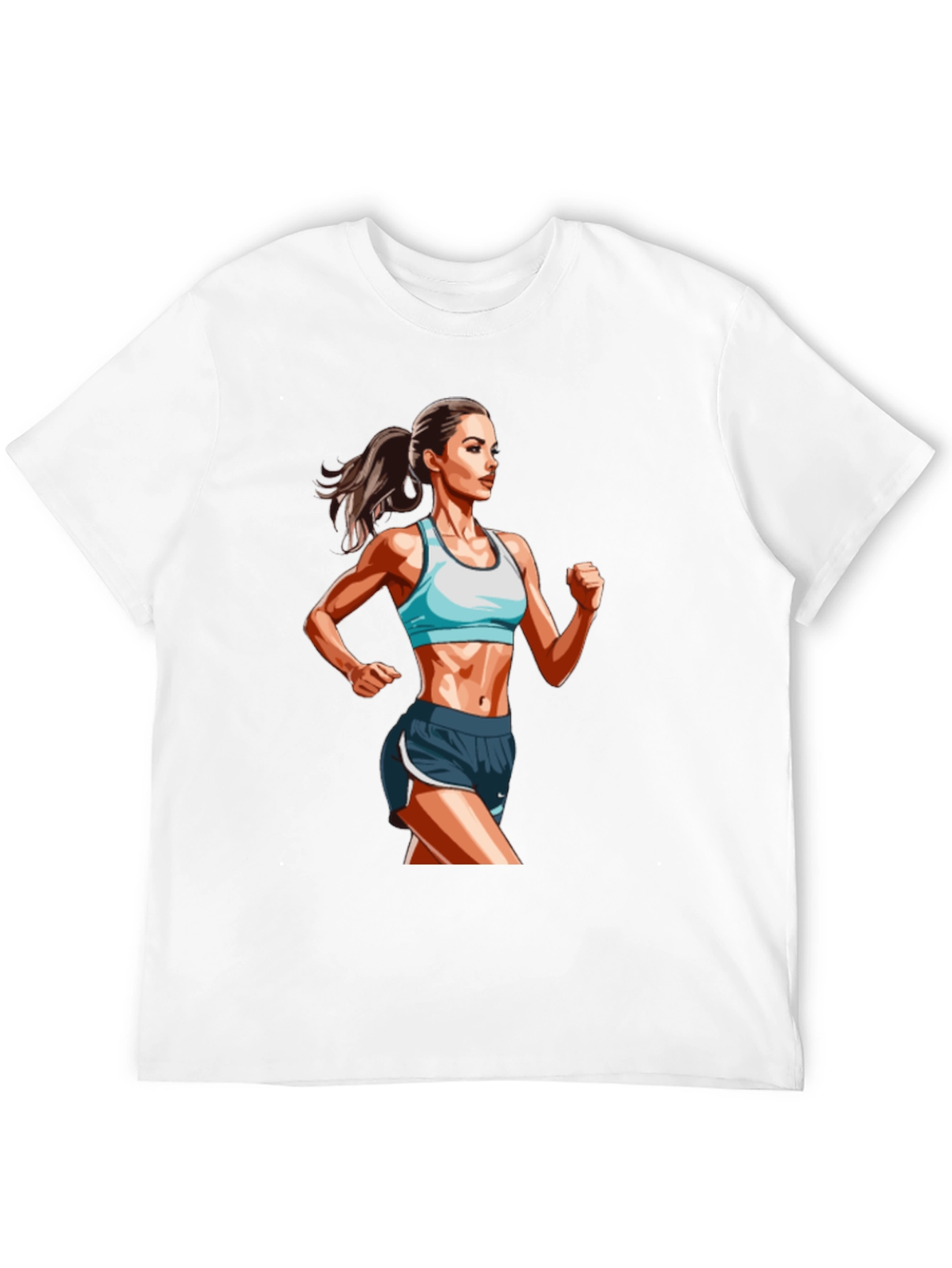Mens Black T-Shirt with Female Runner Graphic