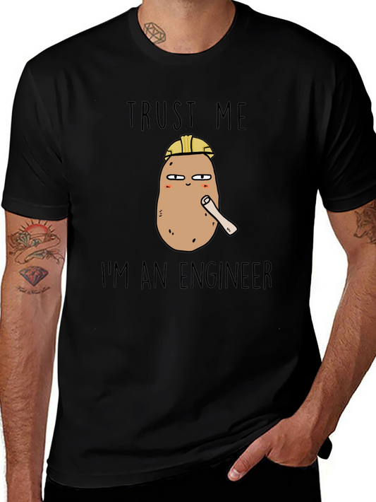 Trust Me Im An Engineer Potato Black Tee