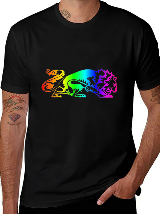 Rainbow Lion Graphic Black T-Shirt