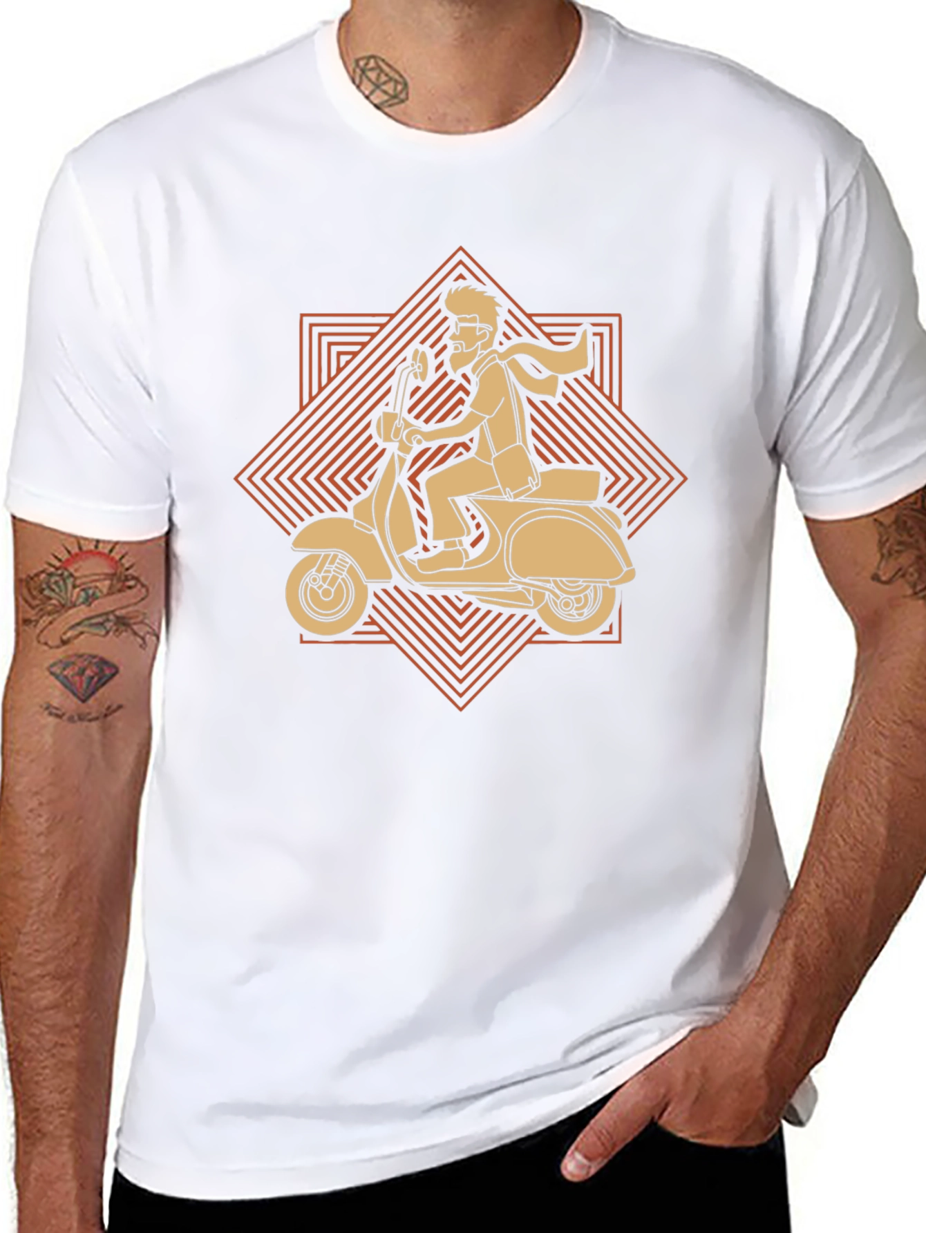 Retro Scooter Graphic T-Shirt - Casual Black Tee