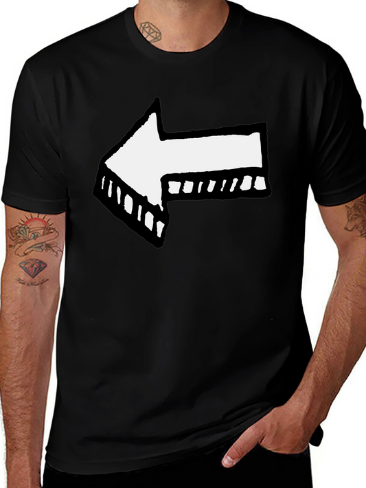 Left Arrow Graphic Print Black T-Shirt