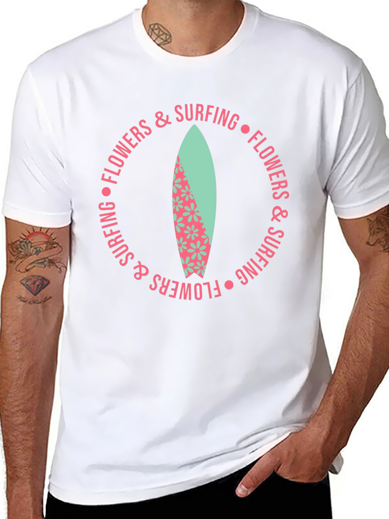 Flowers & Surfing Graphic Tee