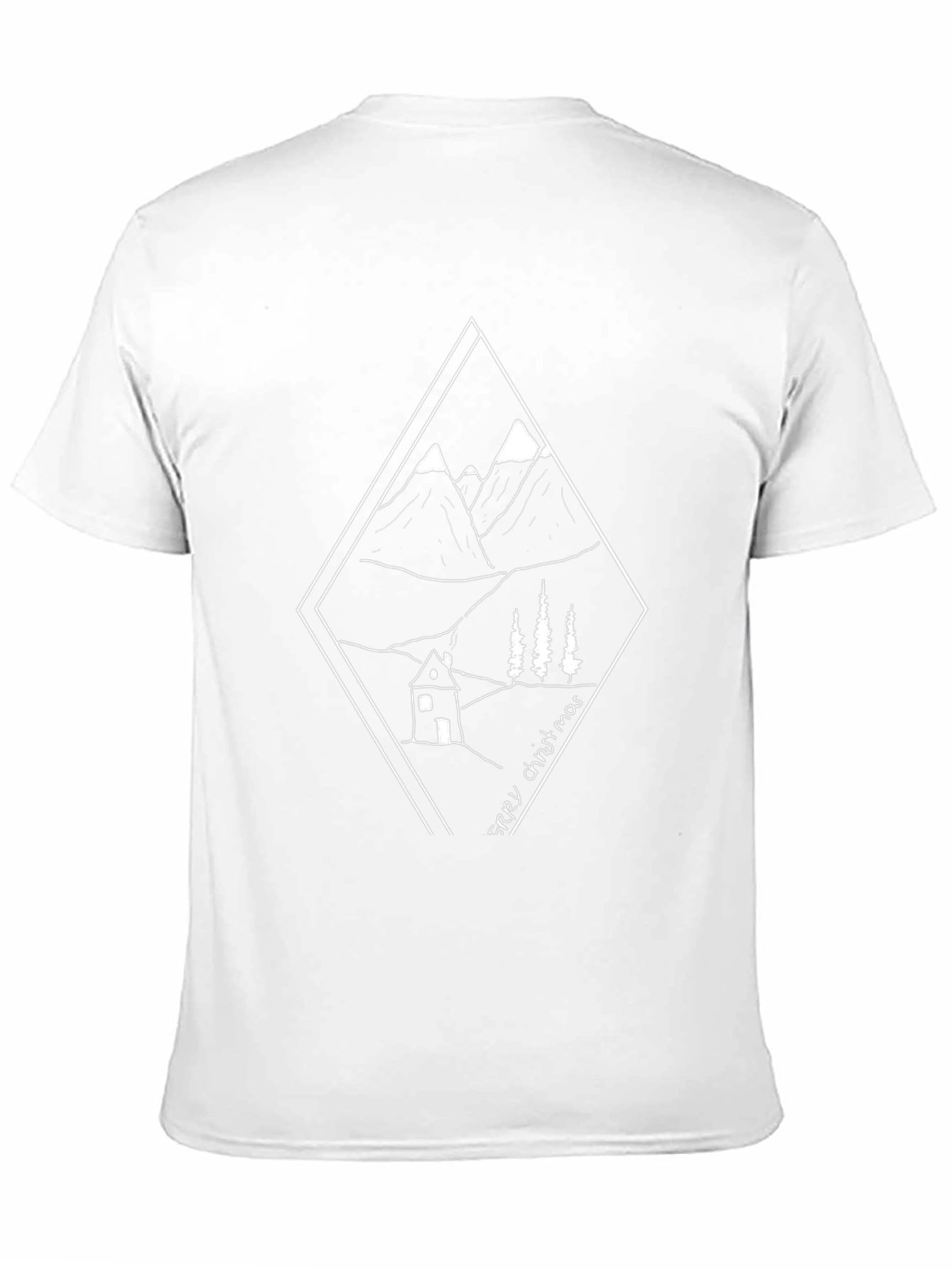 Merry Christmas Mountain Cabin Graphic Tee - Black