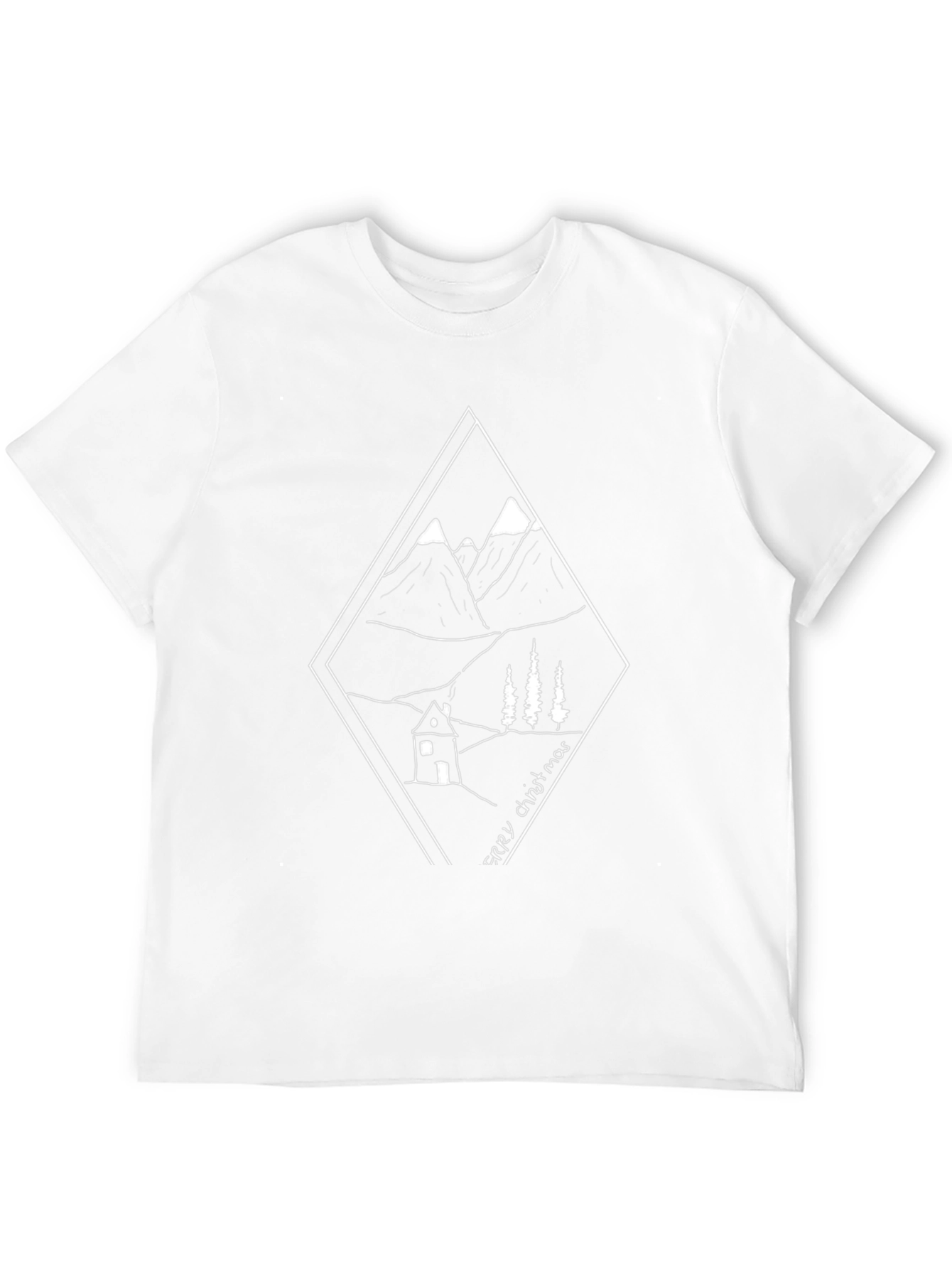 Merry Christmas Mountain Cabin Graphic Tee - Black