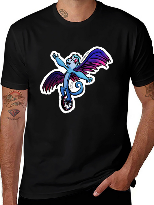 Winged Monkey Unicycle Black T-Shirt