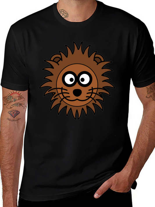 Cartoon Lion Graphic Black T-Shirt