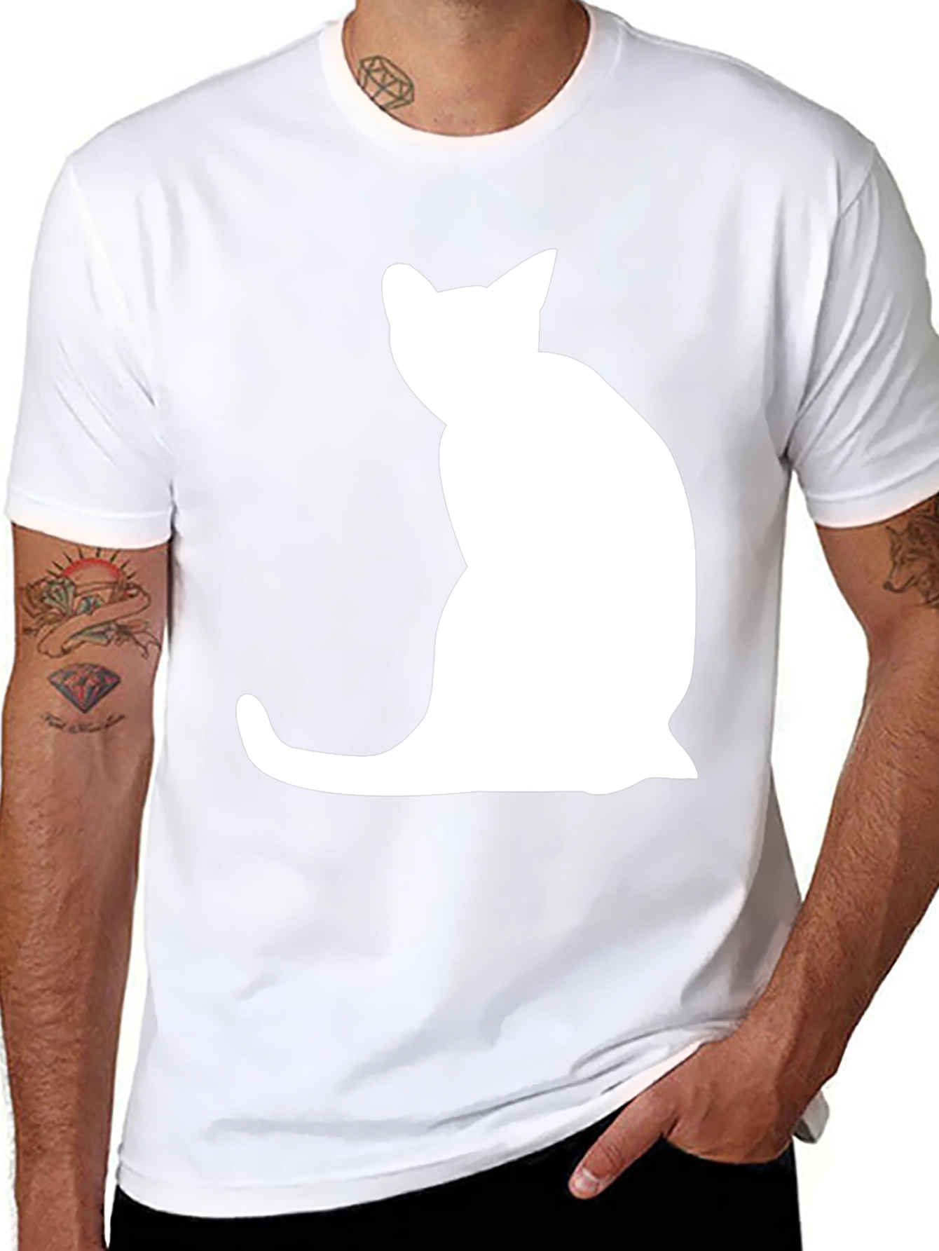Cat Silhouette Graphic Tee - Cool Casual Style