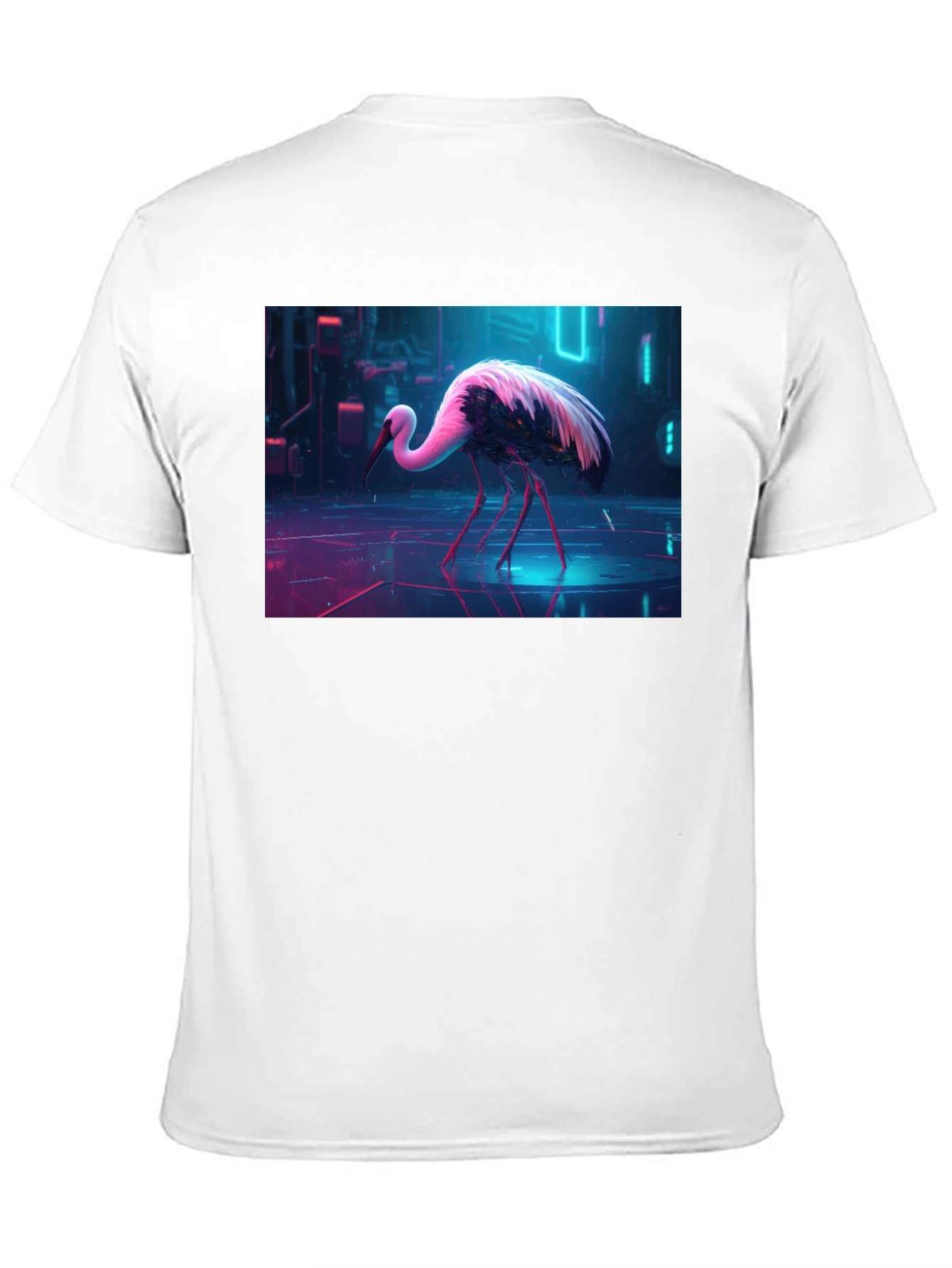 Cyberpunk Stork Graphic T-Shirt - Black