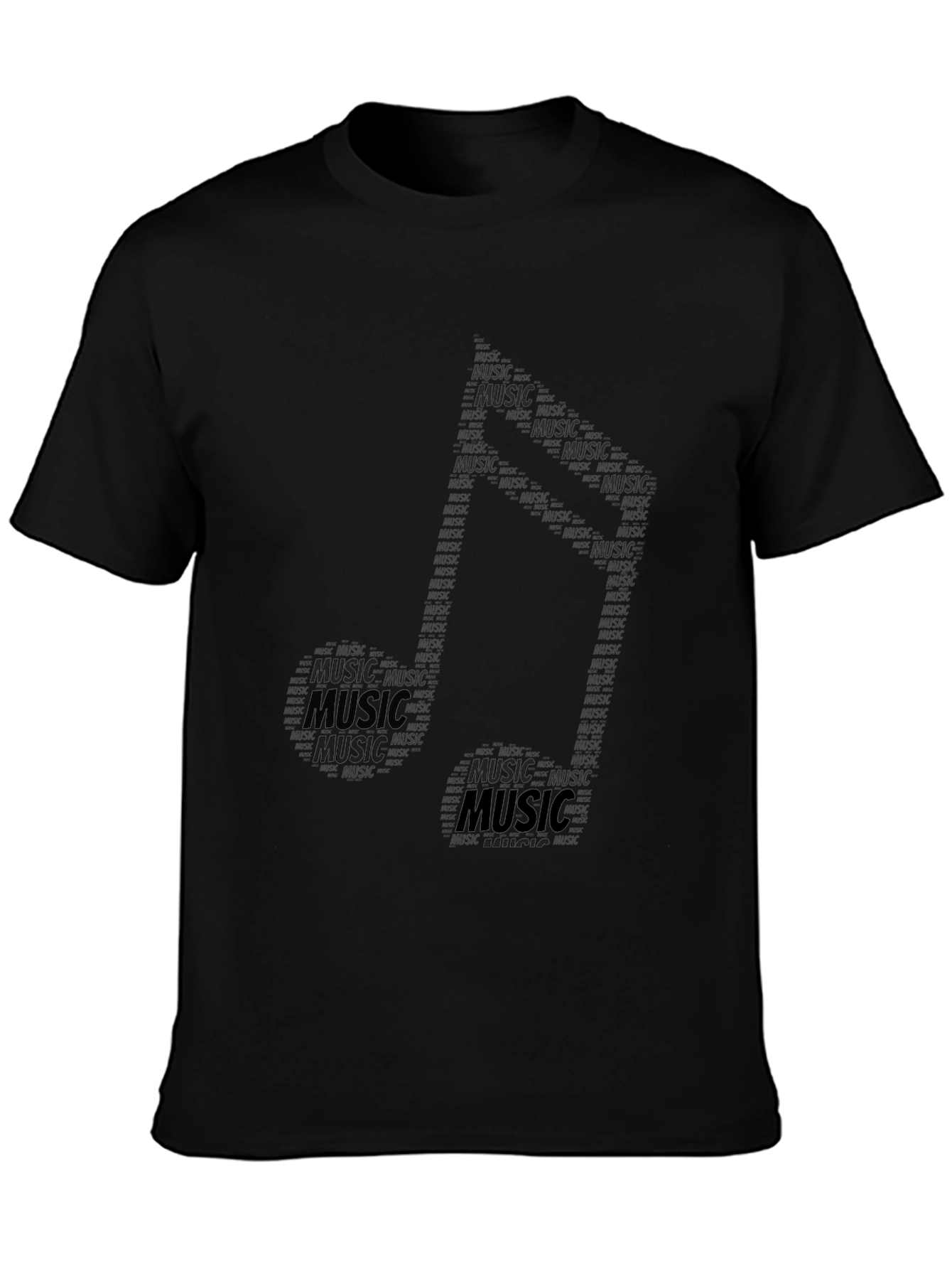 Music Note Word Art Black T-Shirt