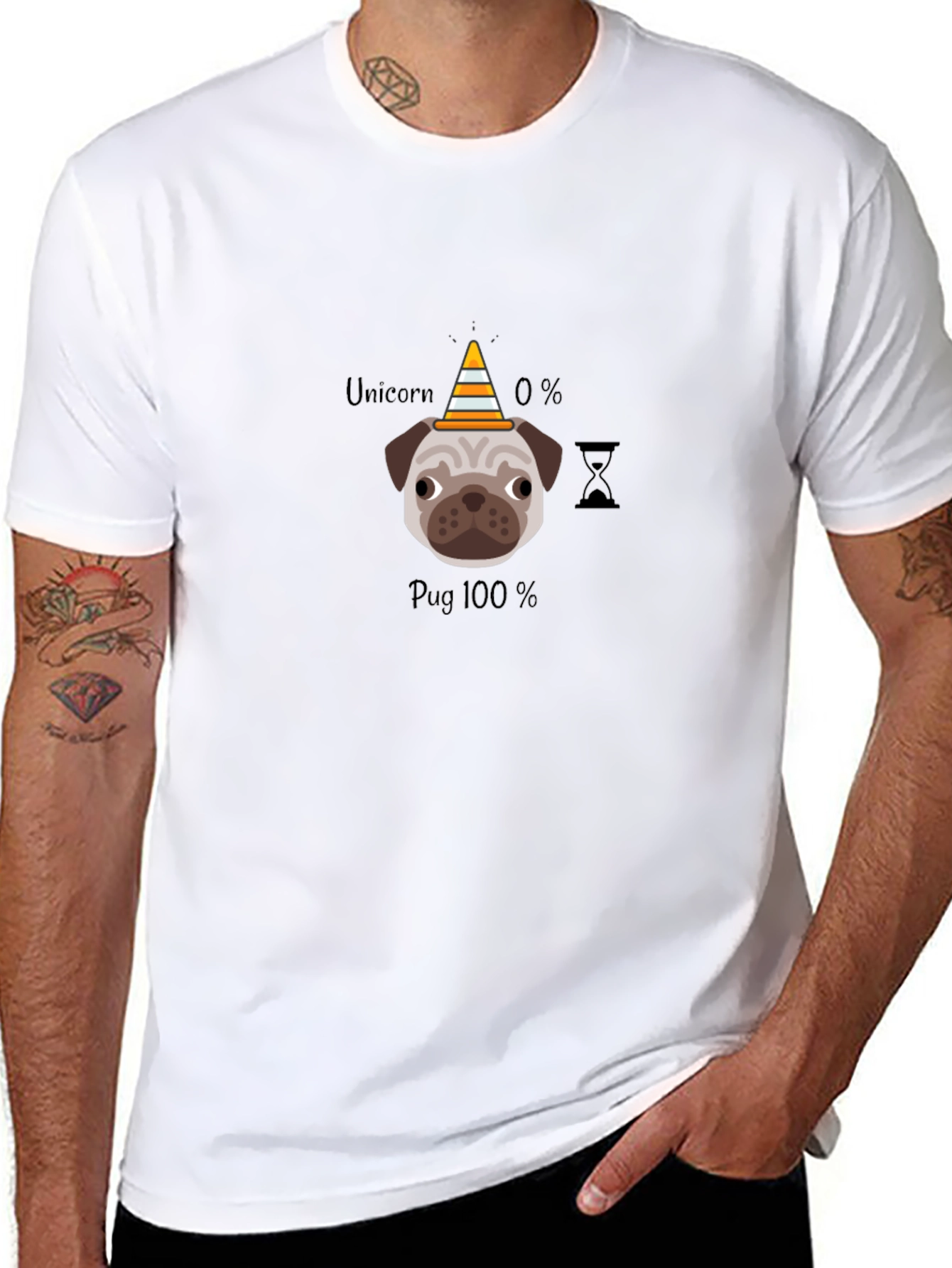 Pug 100% T-Shirt Funny Dog Lover Tee