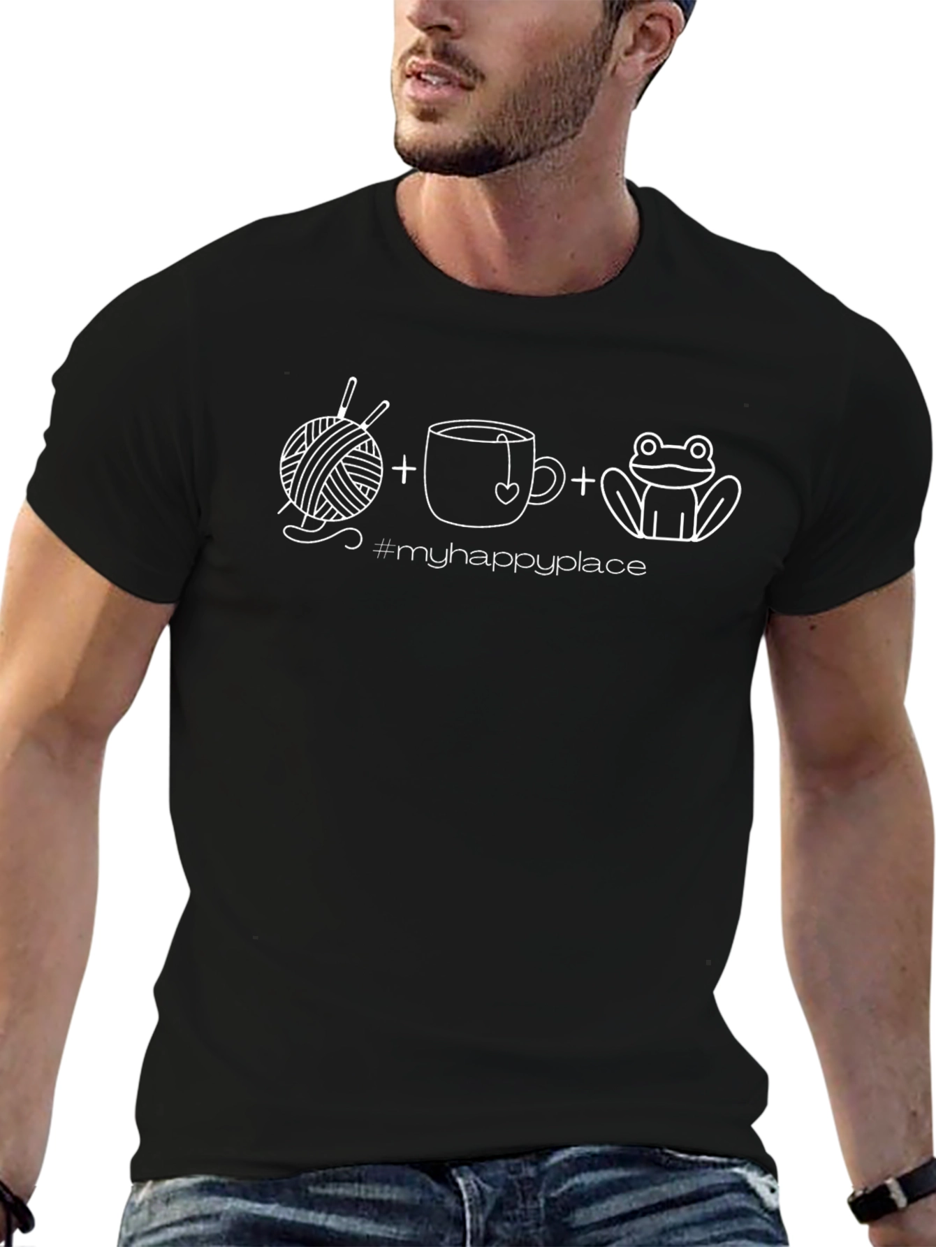 My Happy Place T-Shirt - Knitting Tea & Frogs