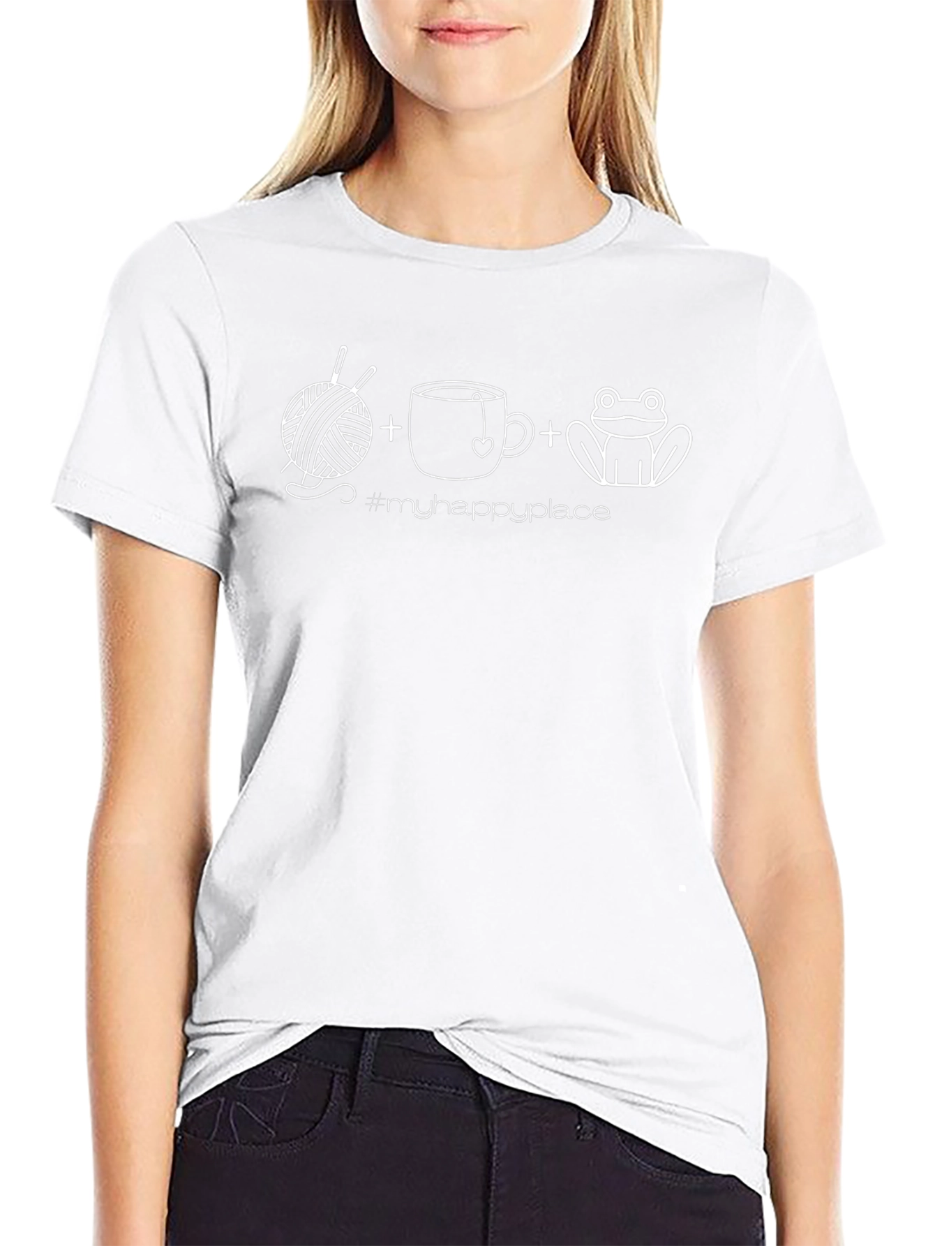 My Happy Place T-Shirt - Knitting Tea & Frogs