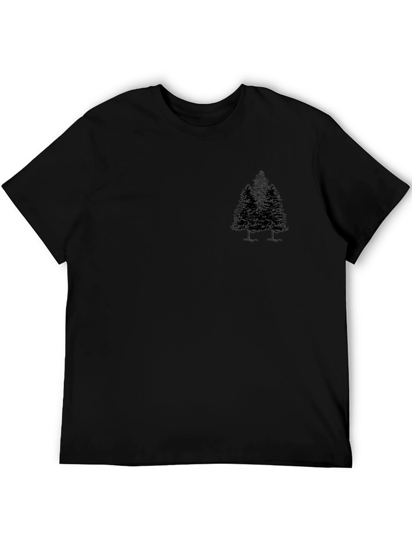 Mens Black Crewneck Tee with Pine Tree Graphic
