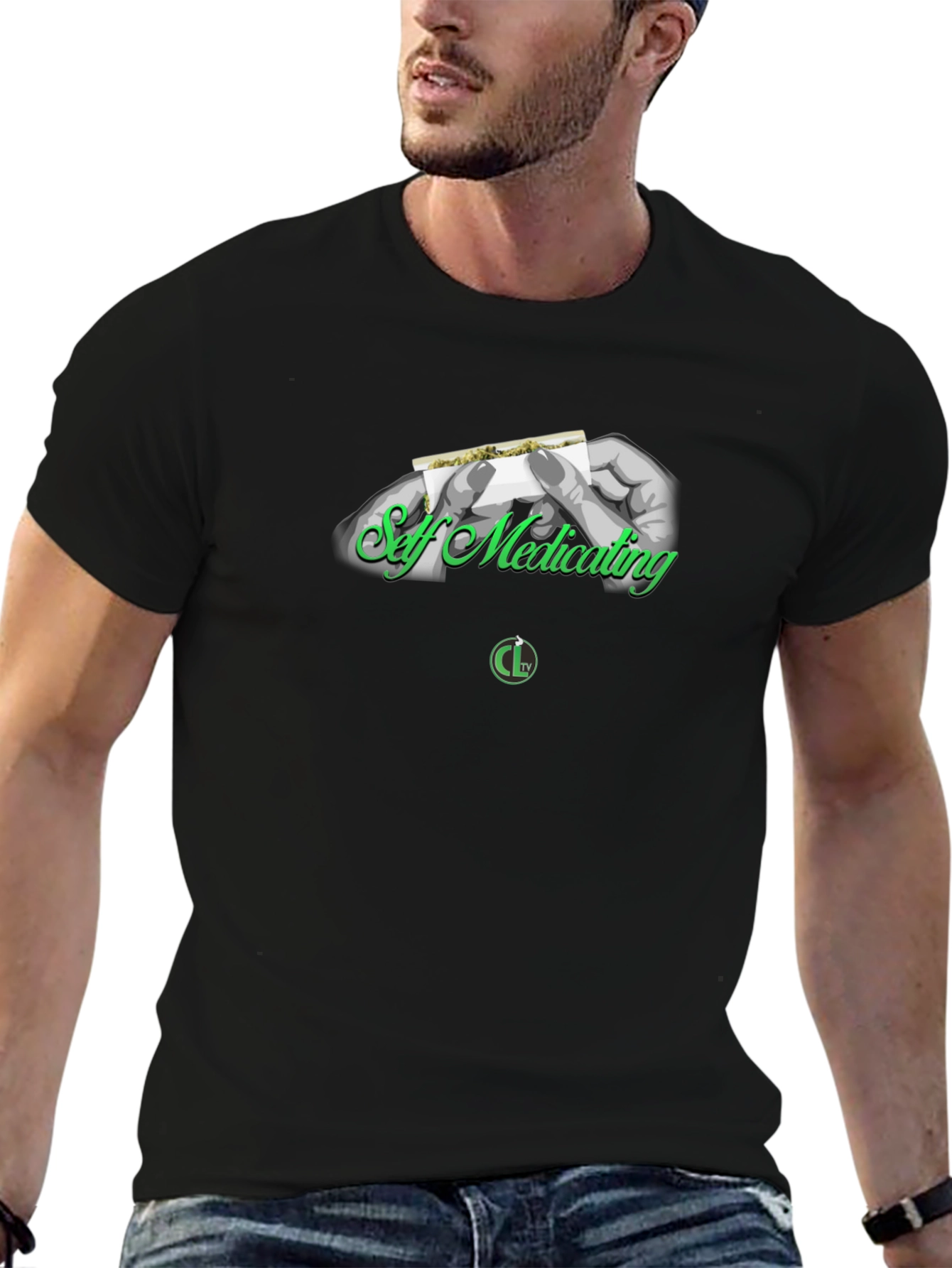 Self Medicating Black Graphic T-Shirt