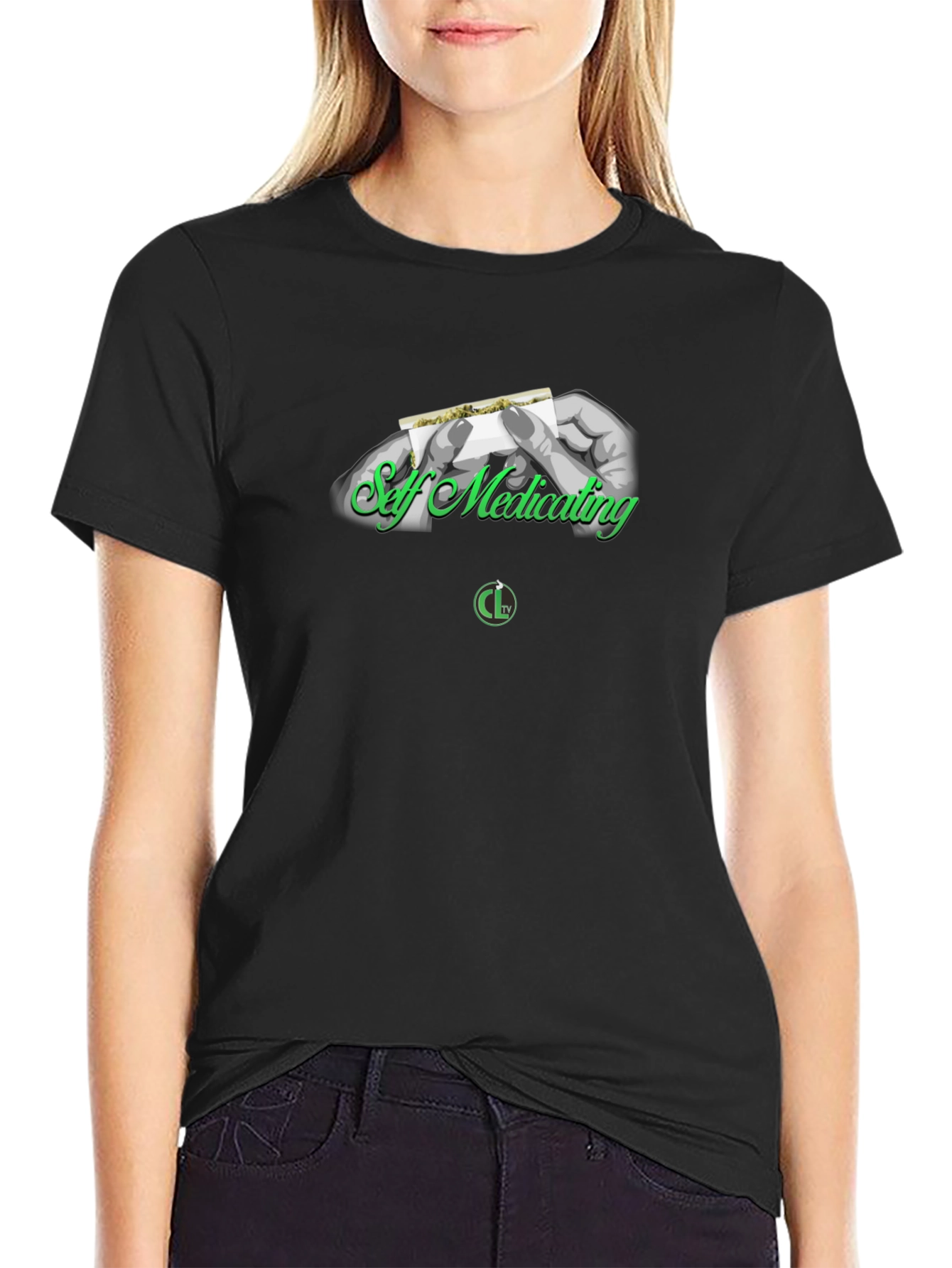 Self Medicating Black Graphic T-Shirt
