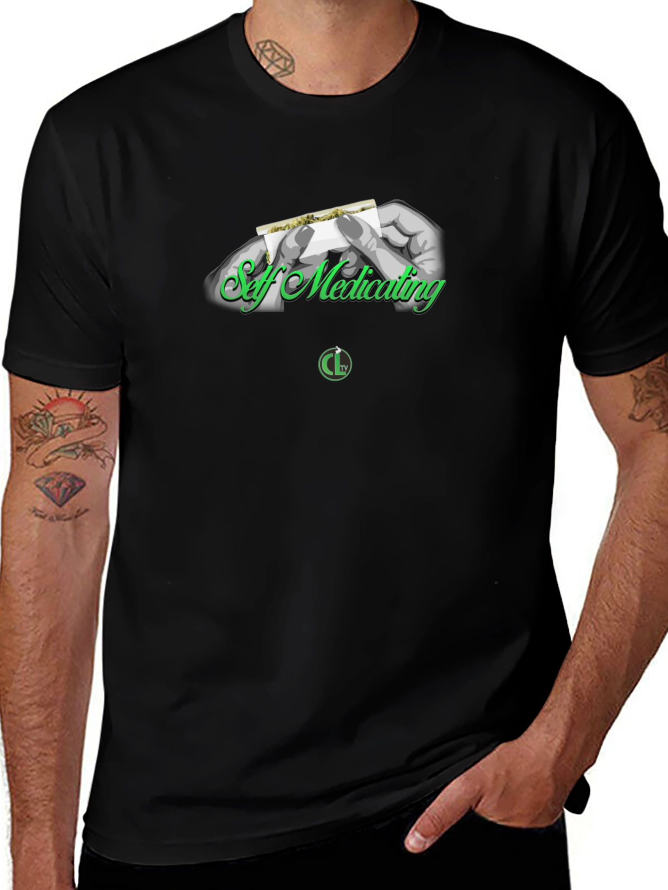 Self Medicating Black Graphic T-Shirt