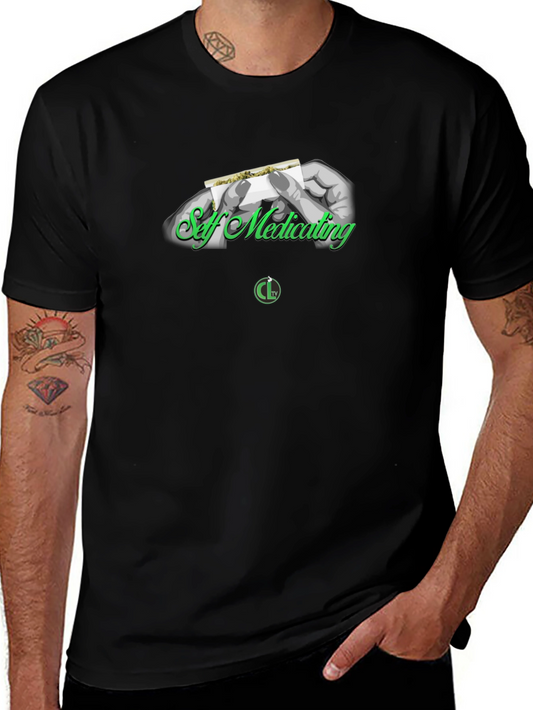 Self Medicating Black Graphic T-Shirt