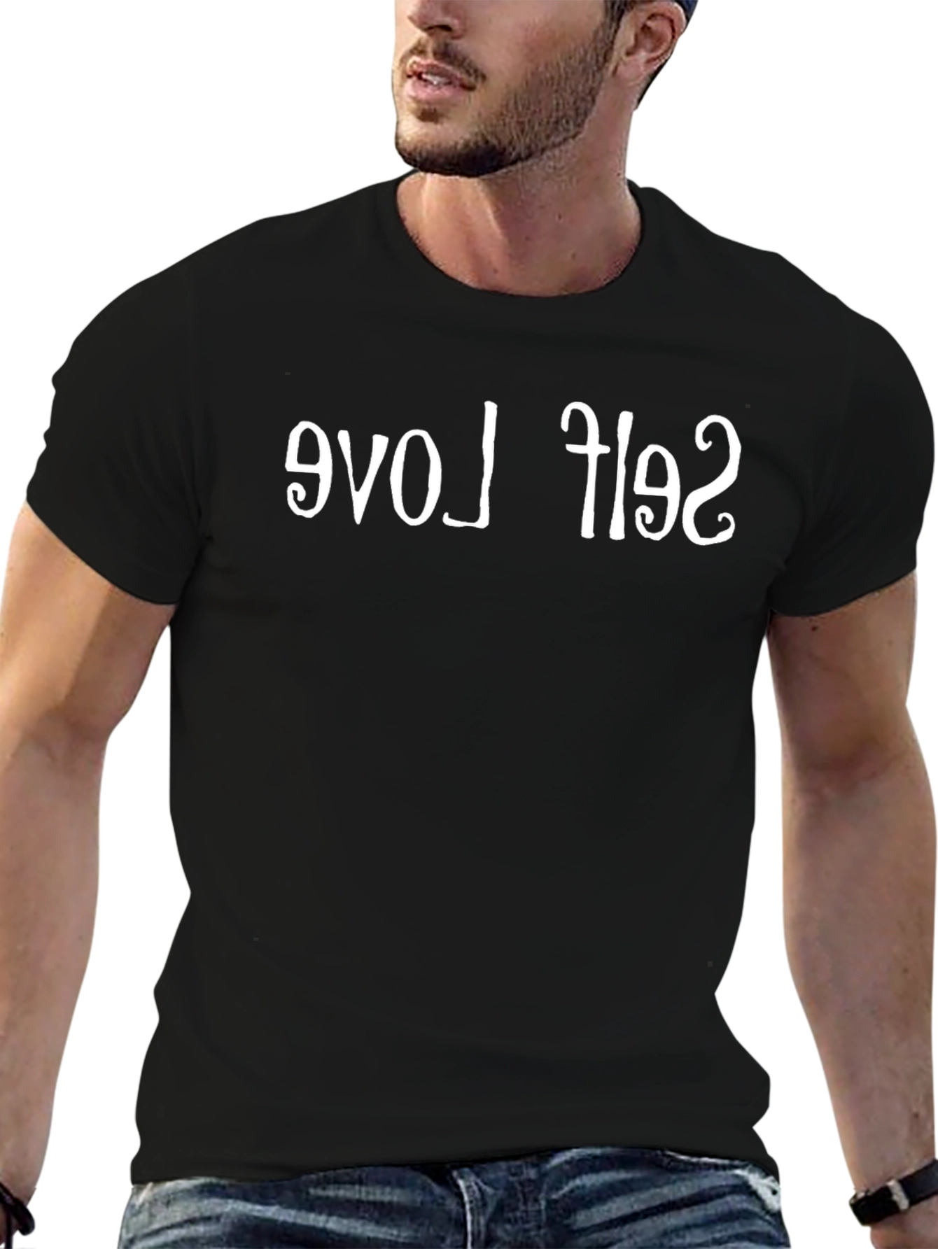 Self Love Mirror Print Black T-Shirt
