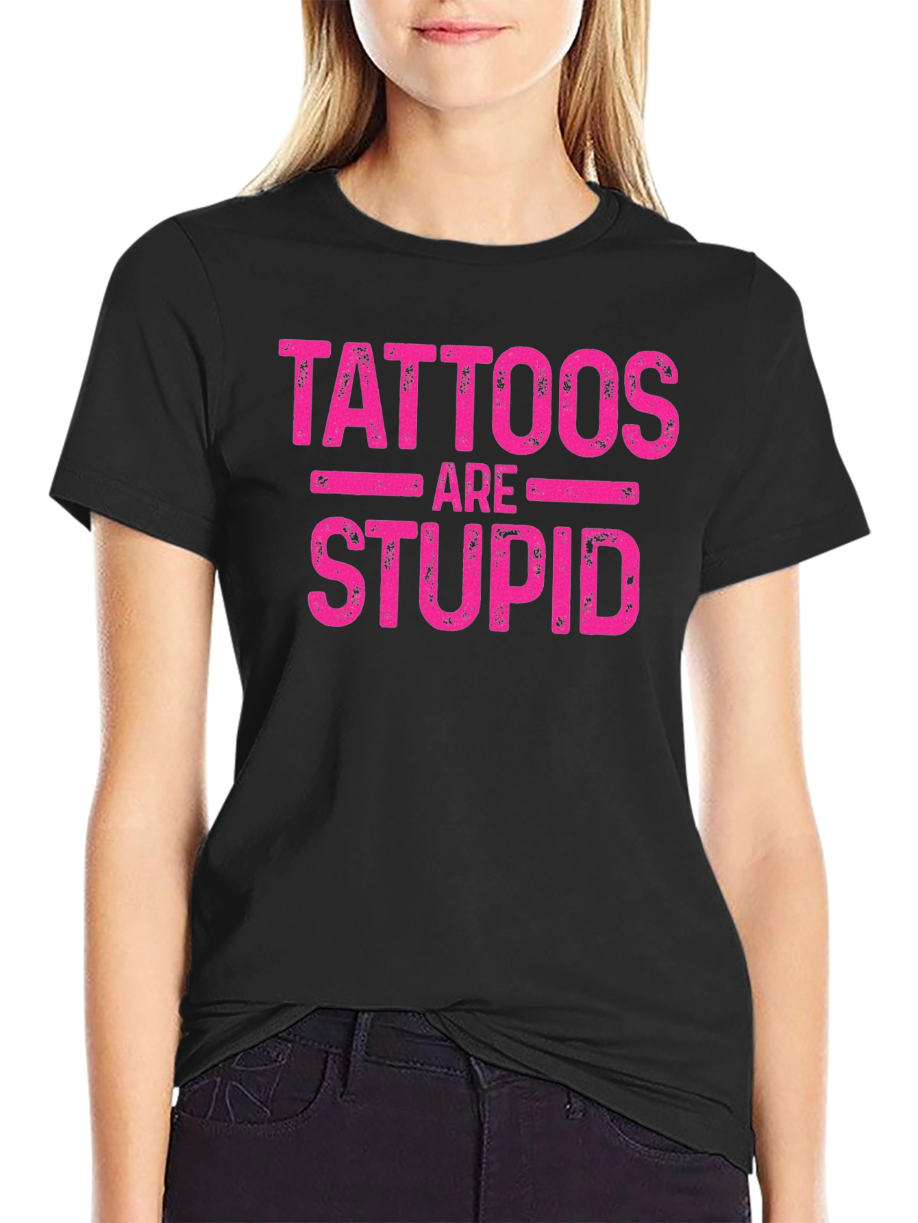 Tattoos are Stupid Graphic Tee - Soft Black Cotton