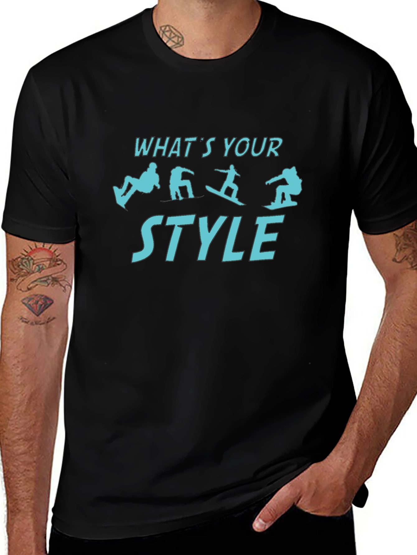 Snowboarder Style Black Graphic Tee