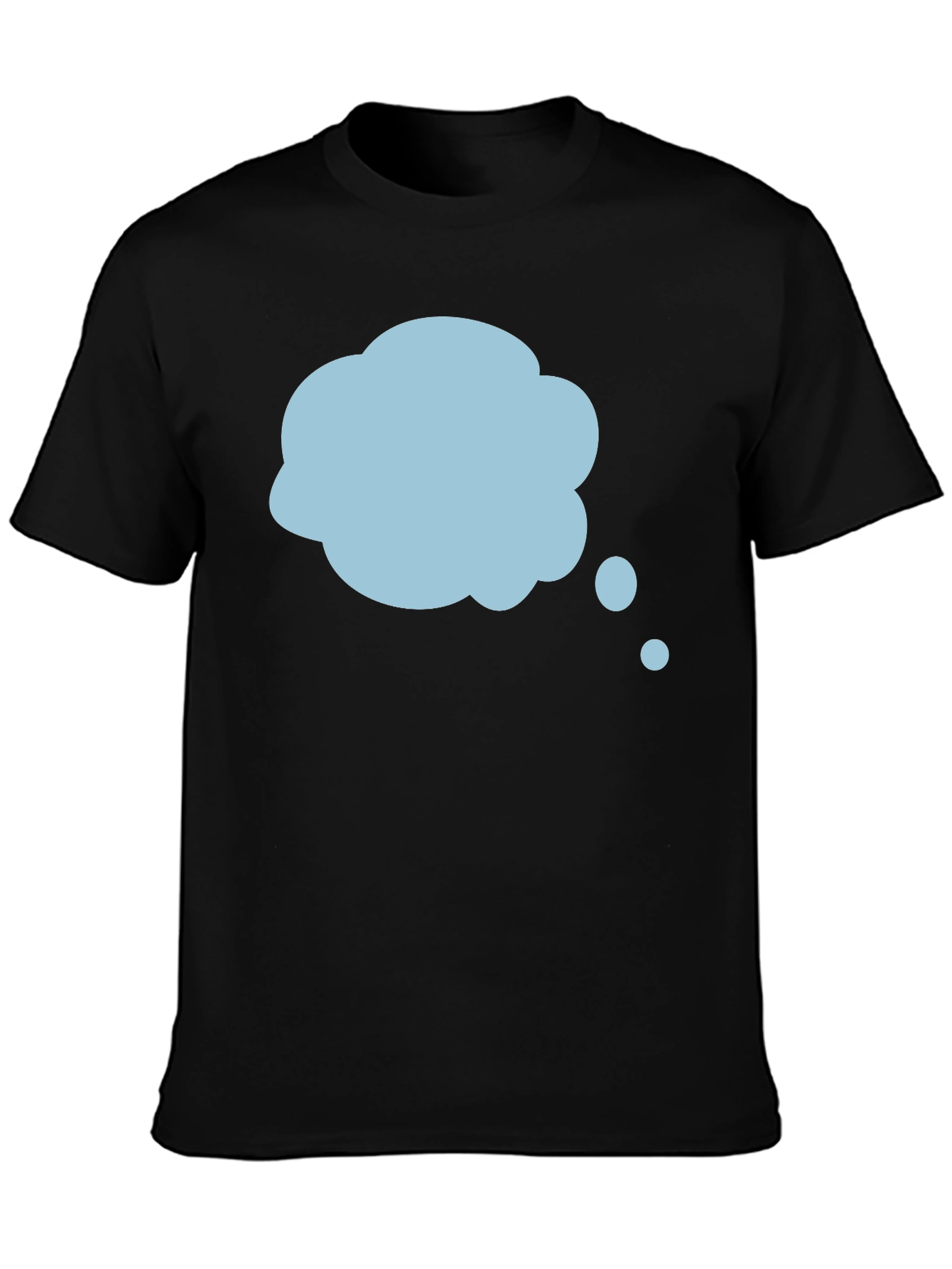 Mens Black T-Shirt with Blue Thought Bubble Design