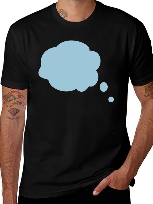 Mens Black T-Shirt with Blue Thought Bubble Design