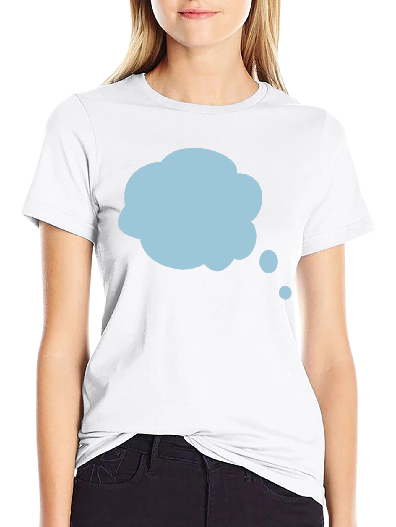 Mens Black T-Shirt with Blue Thought Bubble Design