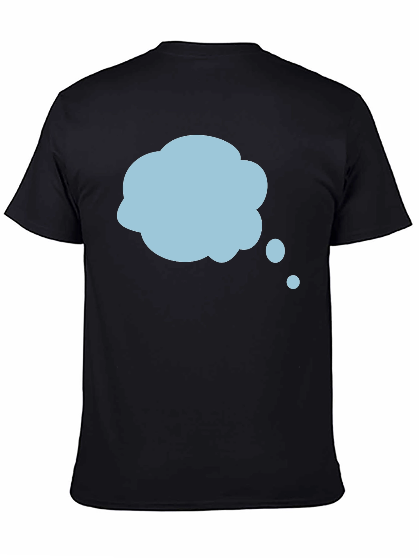 Mens Black T-Shirt with Blue Thought Bubble Design