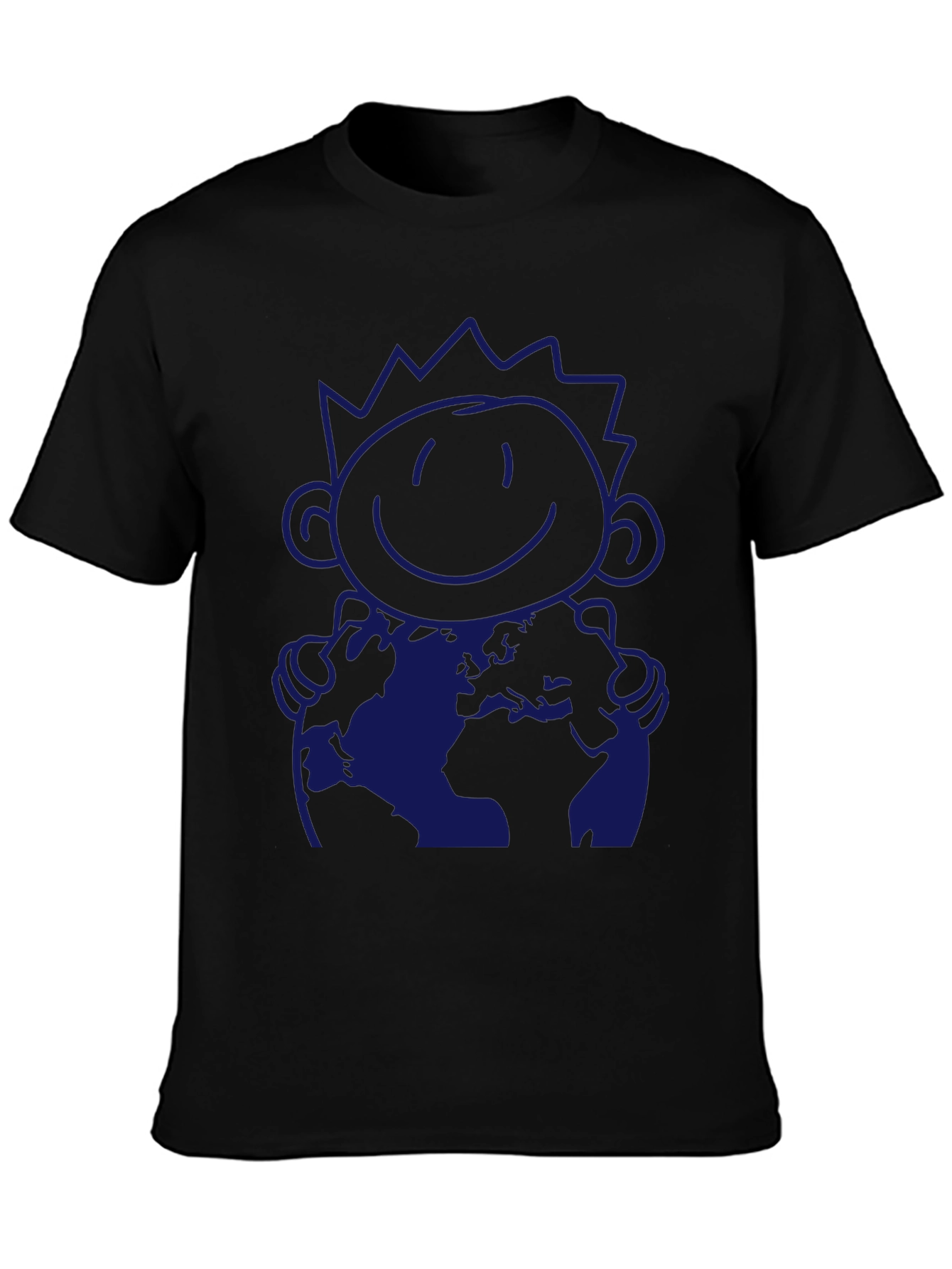Graphic Tee: Hug the World Cartoon Print T-Shirt