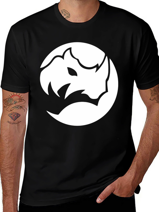 Rhino Graphic Tee - Modern Black Crew Neck Shirt