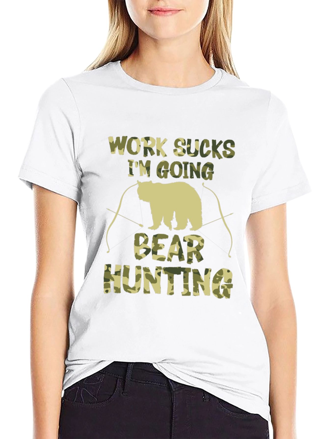 Work Sucks Bear Hunting Camo T-Shirt