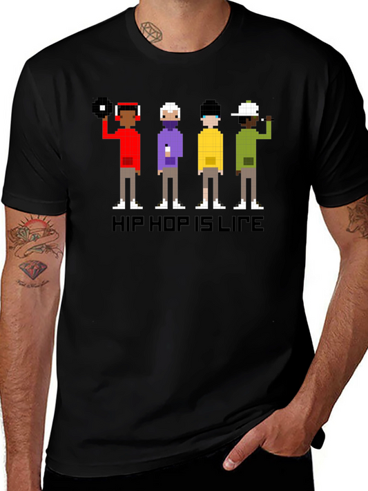 Hip Hop Is Life T-Shirt - Pixel Art Graphic Tee