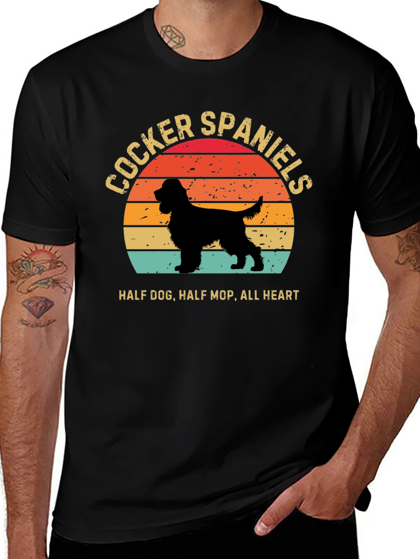 Cocker Spaniels Dog Lover T-Shirt Half Dog All Heart