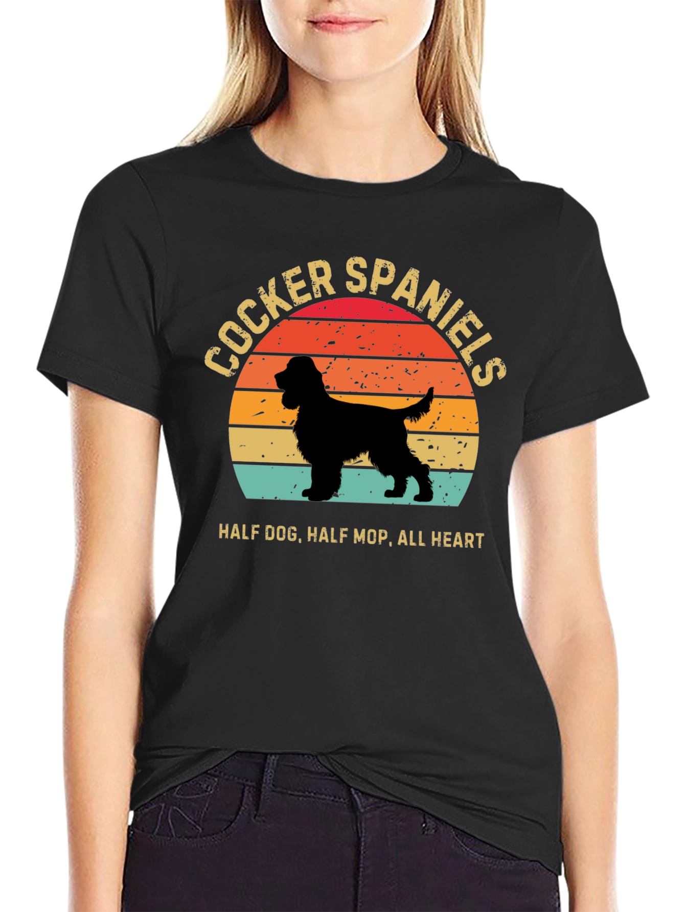 Cocker Spaniels Dog Lover T-Shirt Half Dog All Heart
