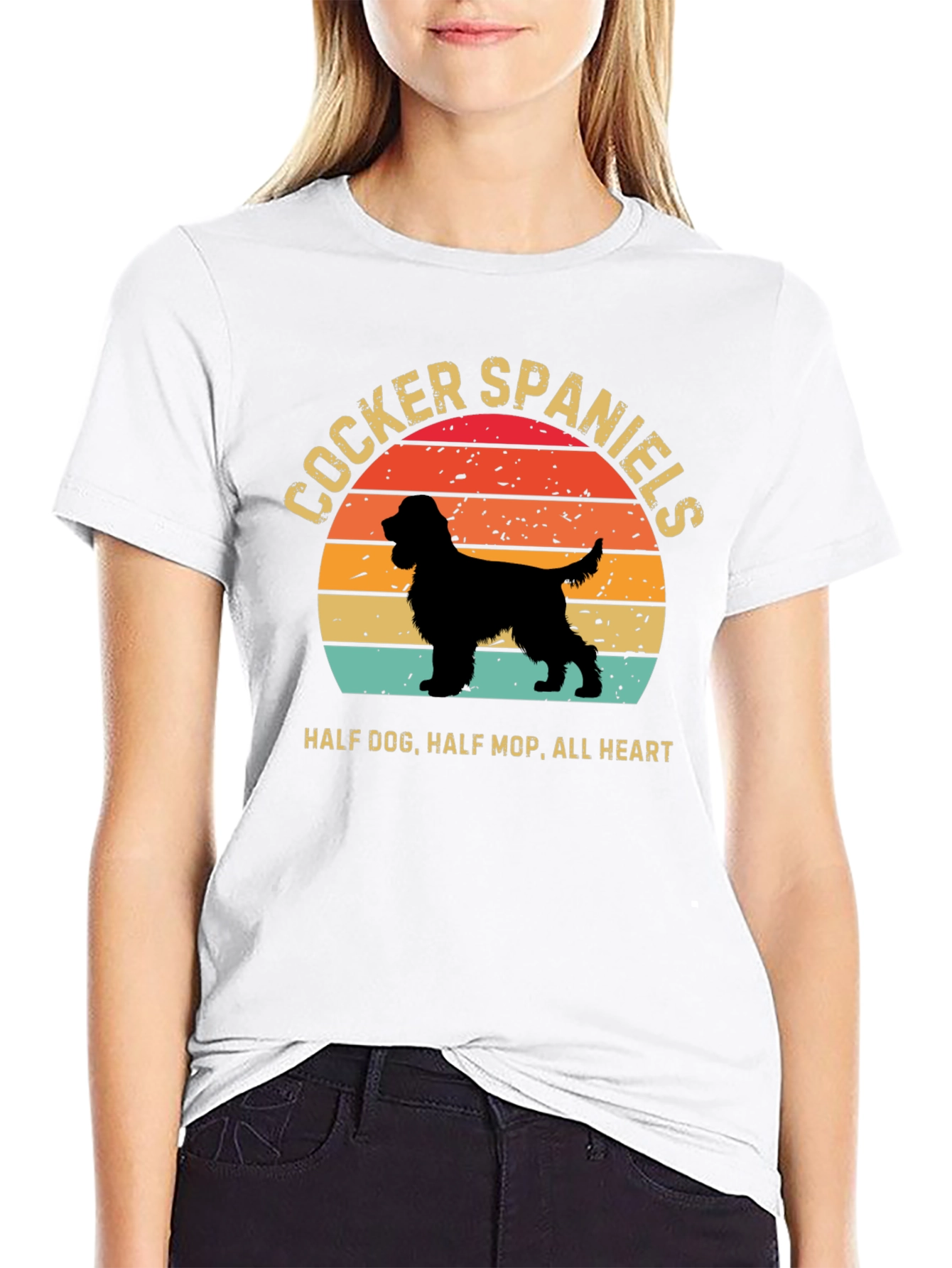 Cocker Spaniels Dog Lover T-Shirt Half Dog All Heart