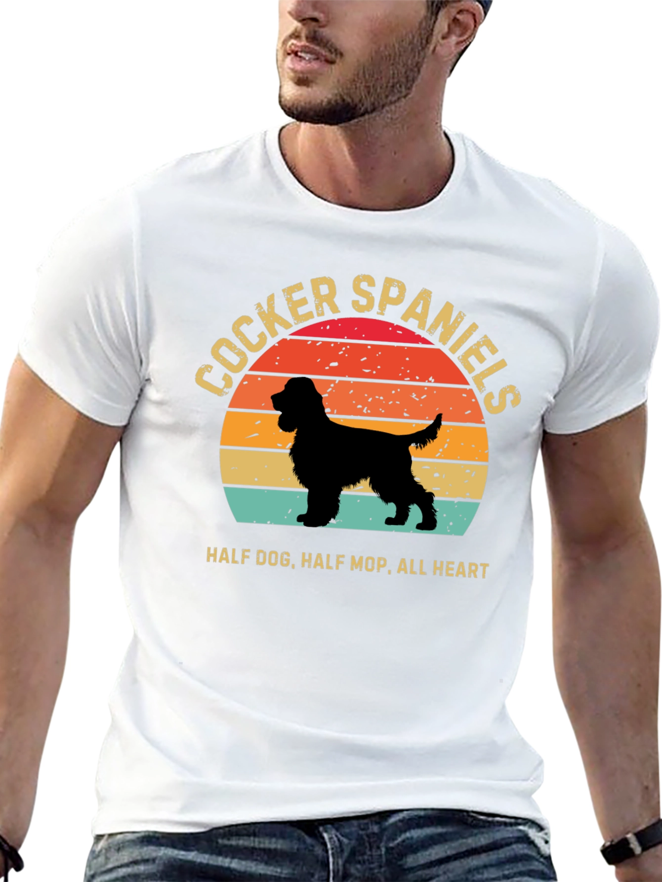 Cocker Spaniels Dog Lover T-Shirt Half Dog All Heart