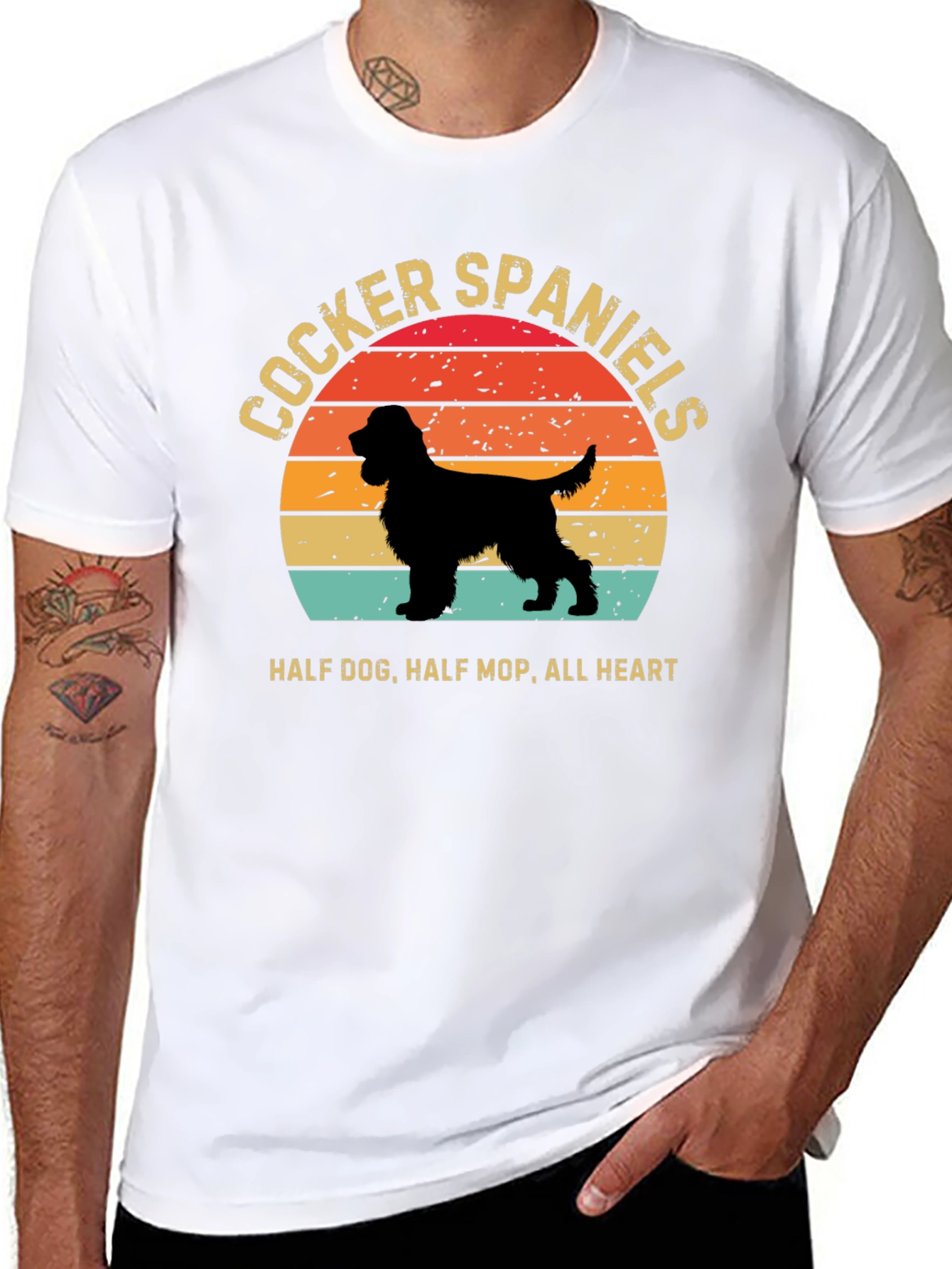 Cocker Spaniels Dog Lover T-Shirt Half Dog All Heart