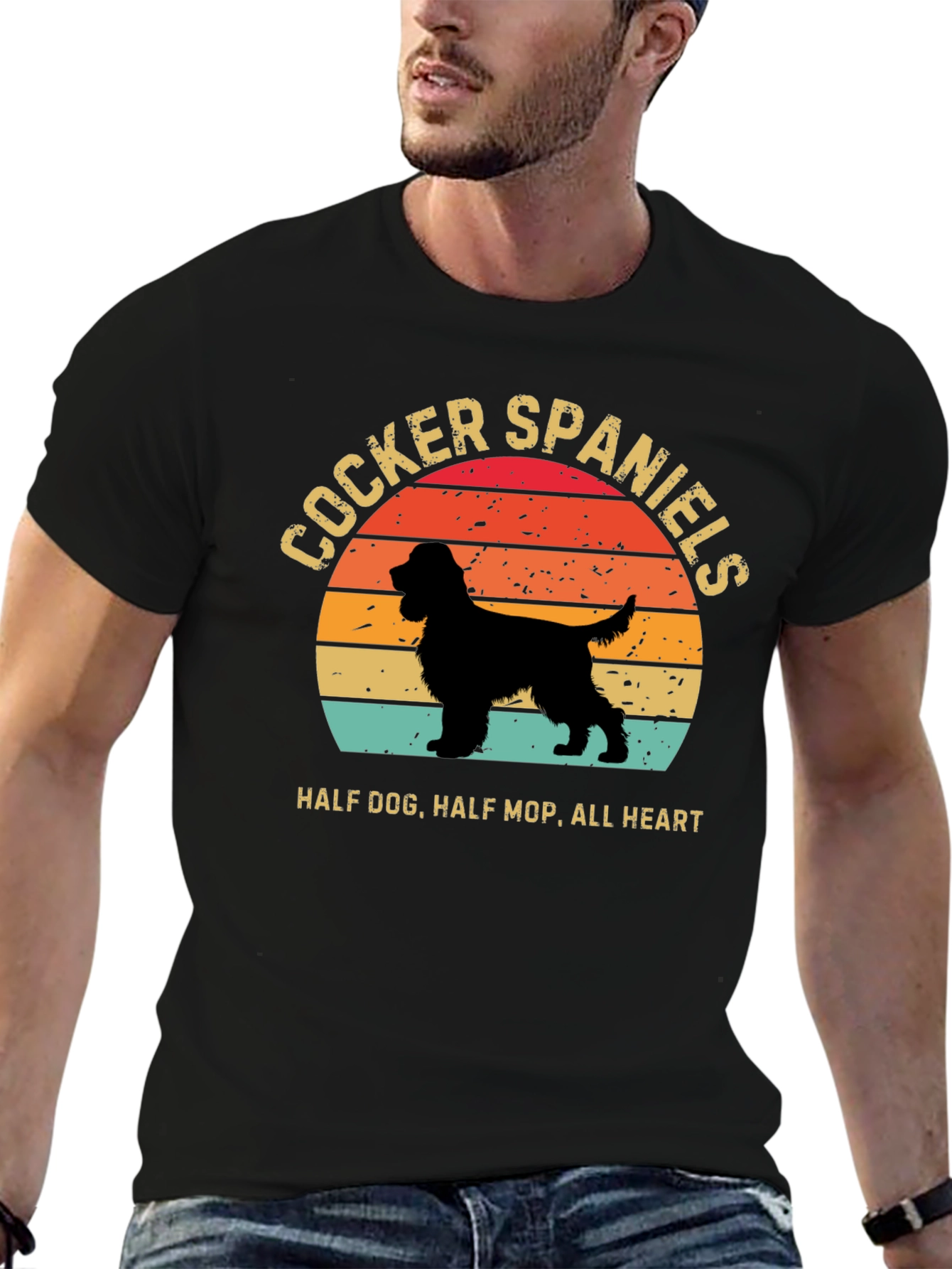 Cocker Spaniels Dog Lover T-Shirt Half Dog All Heart