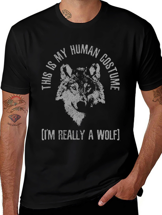 Funny Wolf Human Costume Graphic T-Shirt