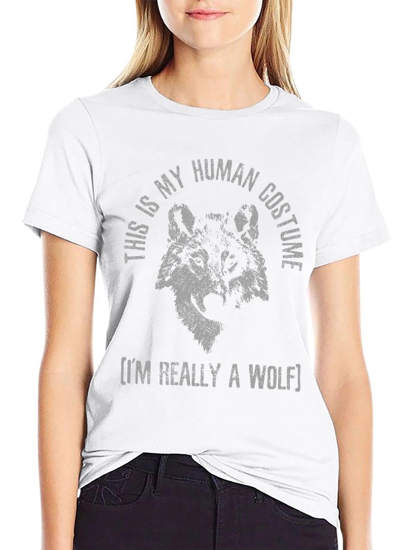Funny Wolf Human Costume Graphic T-Shirt
