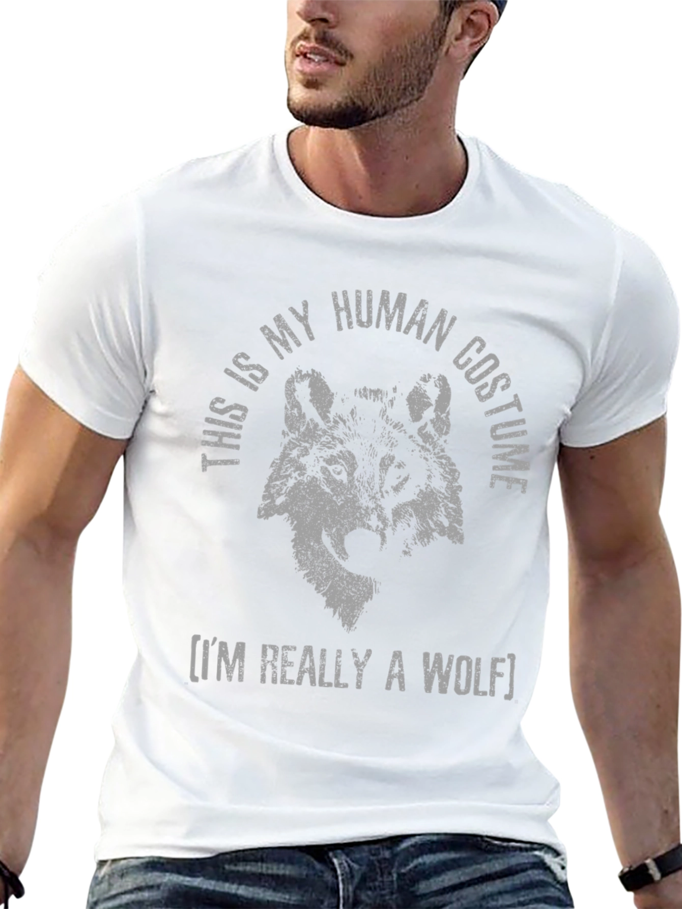 Funny Wolf Human Costume Graphic T-Shirt