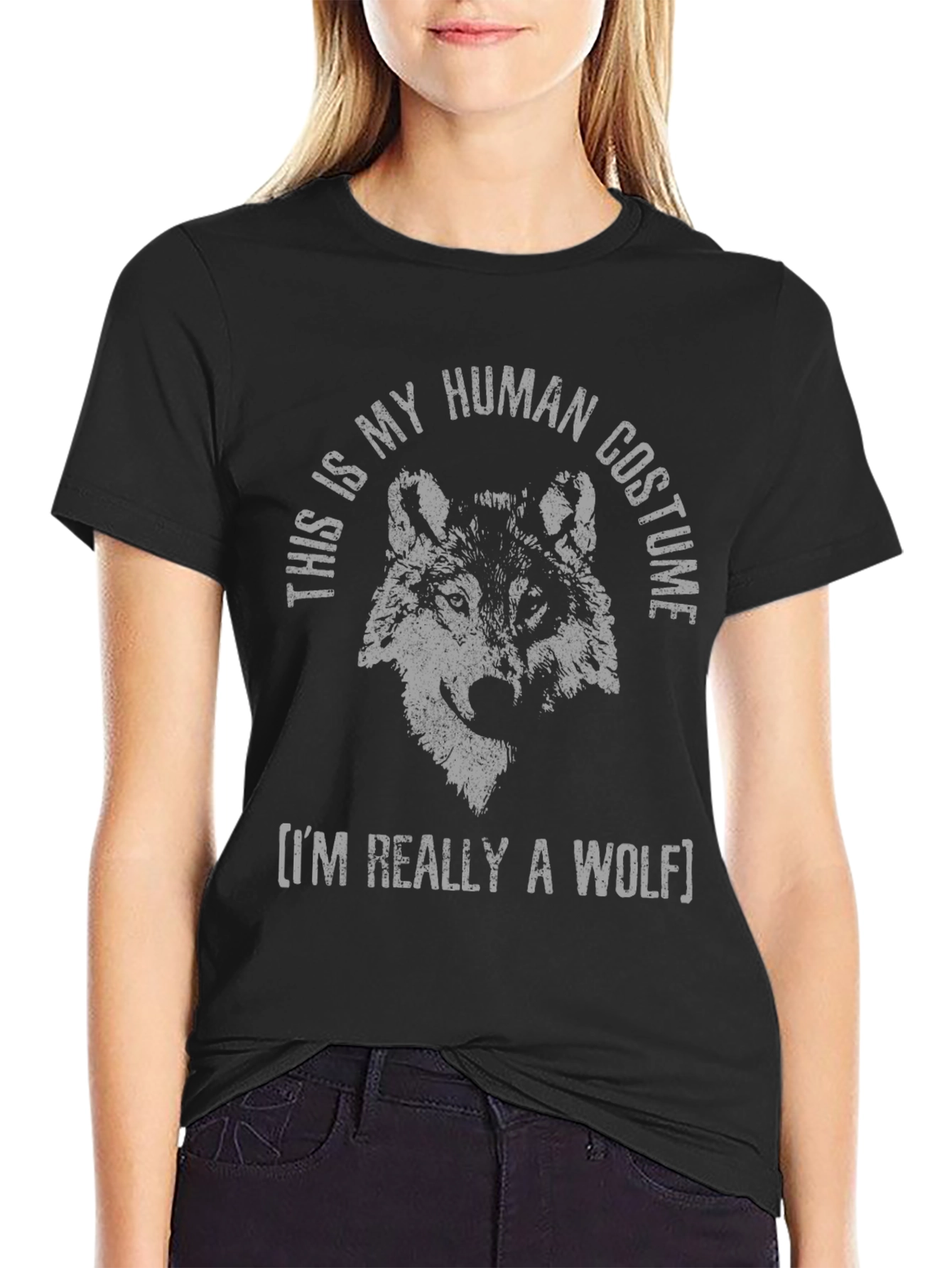 Funny Wolf Human Costume Graphic T-Shirt