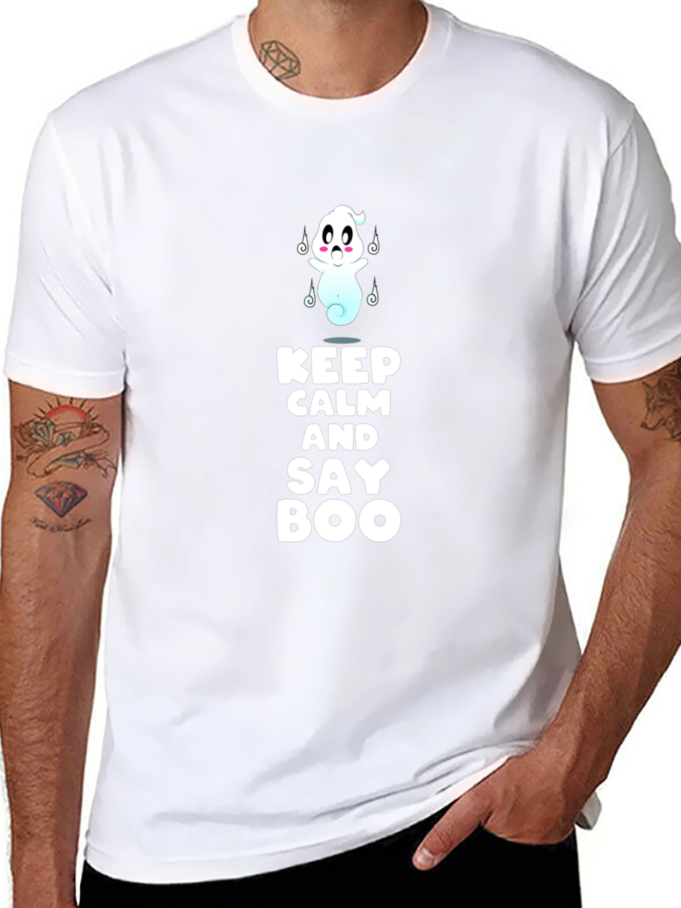 Keep Calm and Say Boo Ghost Graphic Tee